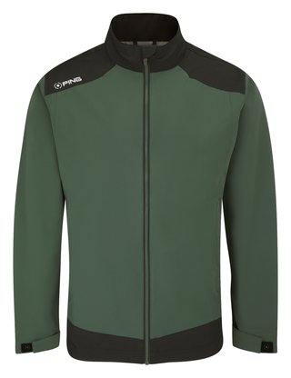 PING AquaDrive Waterproof men's jacket, gorse green/black