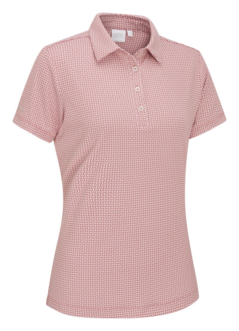 PING Mave ladies polo, coral blush/white