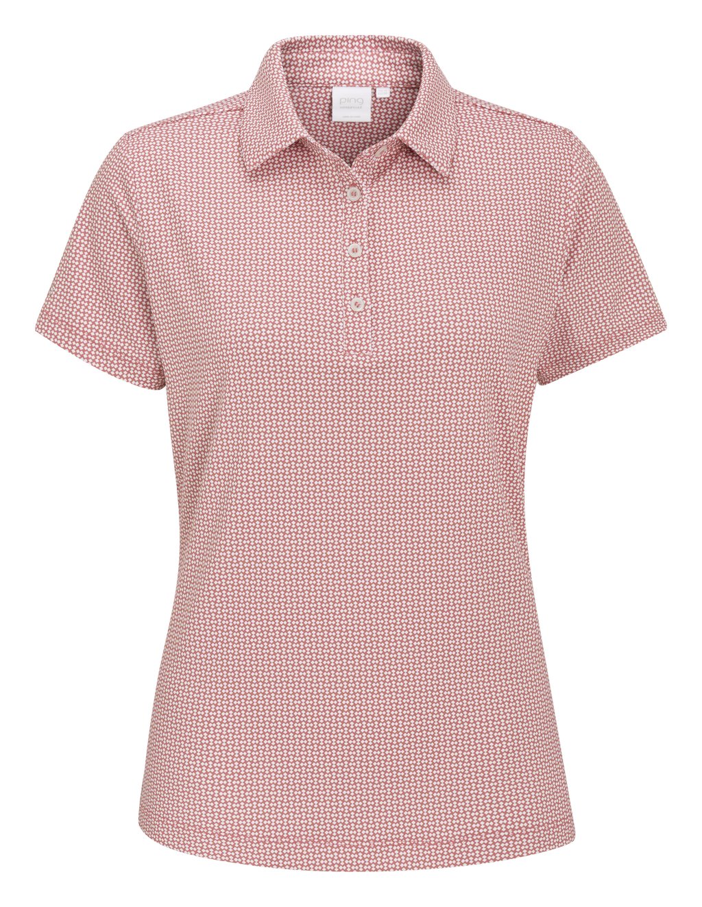 PING Mave ladies polo, coral blush/white