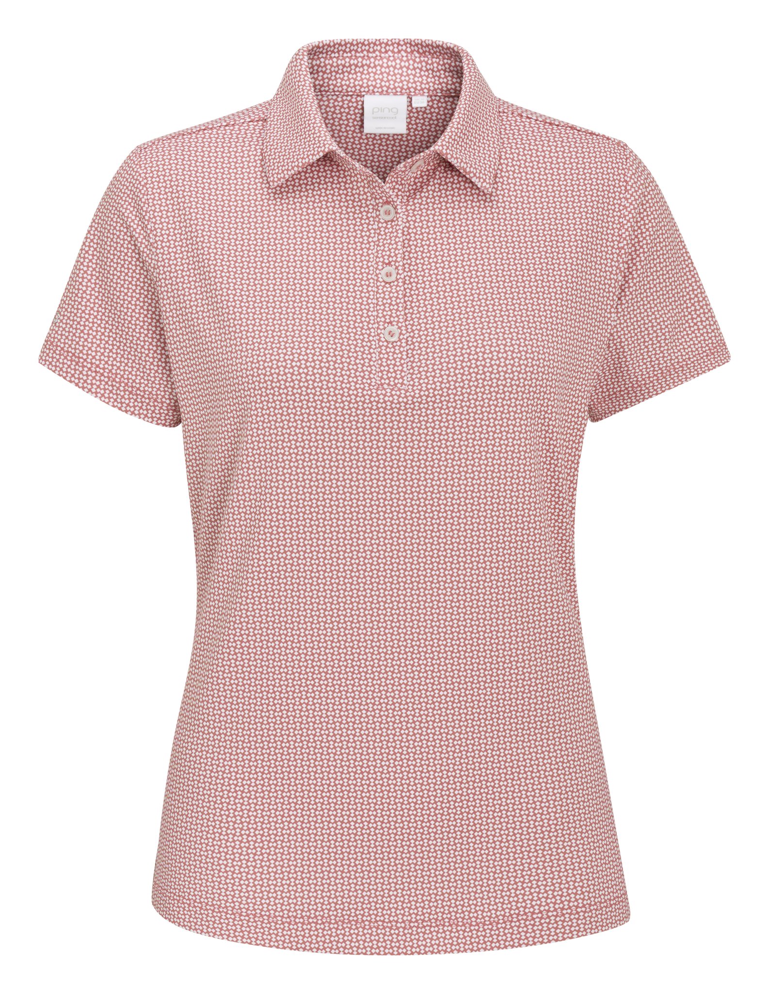PING Mave ladies polo, coral blush/white