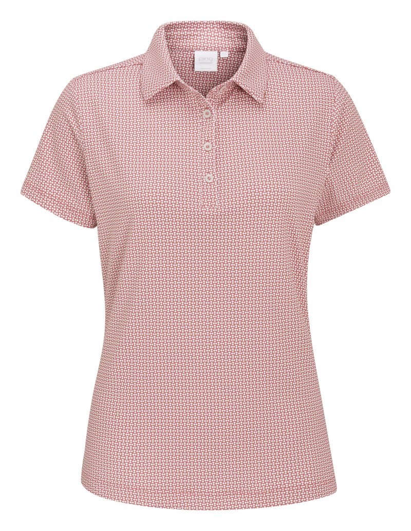 PING Mave ladies polo, coral blush/white