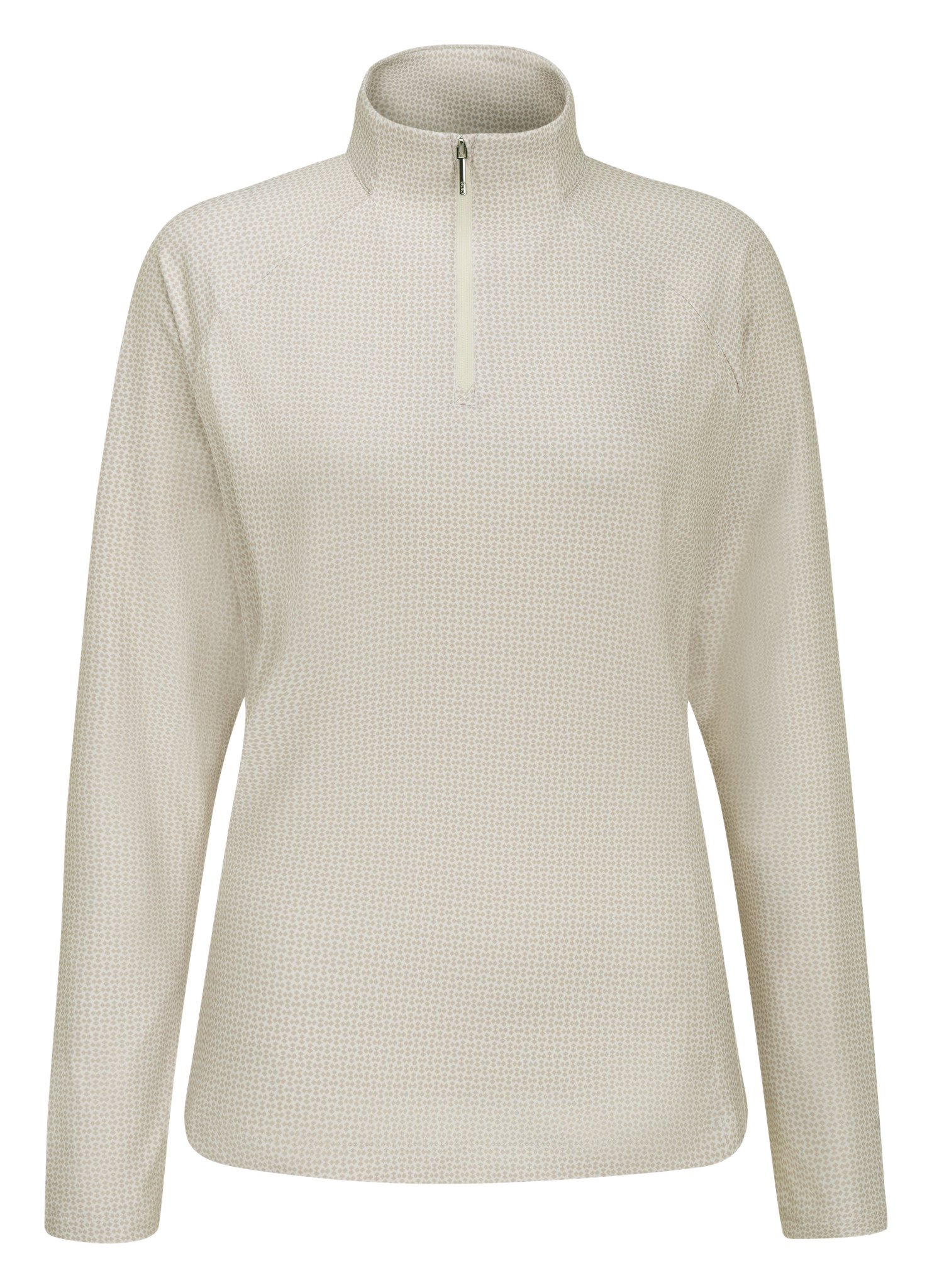 PING Jasmine Printed Long Sleeve women's top, egret/tawny