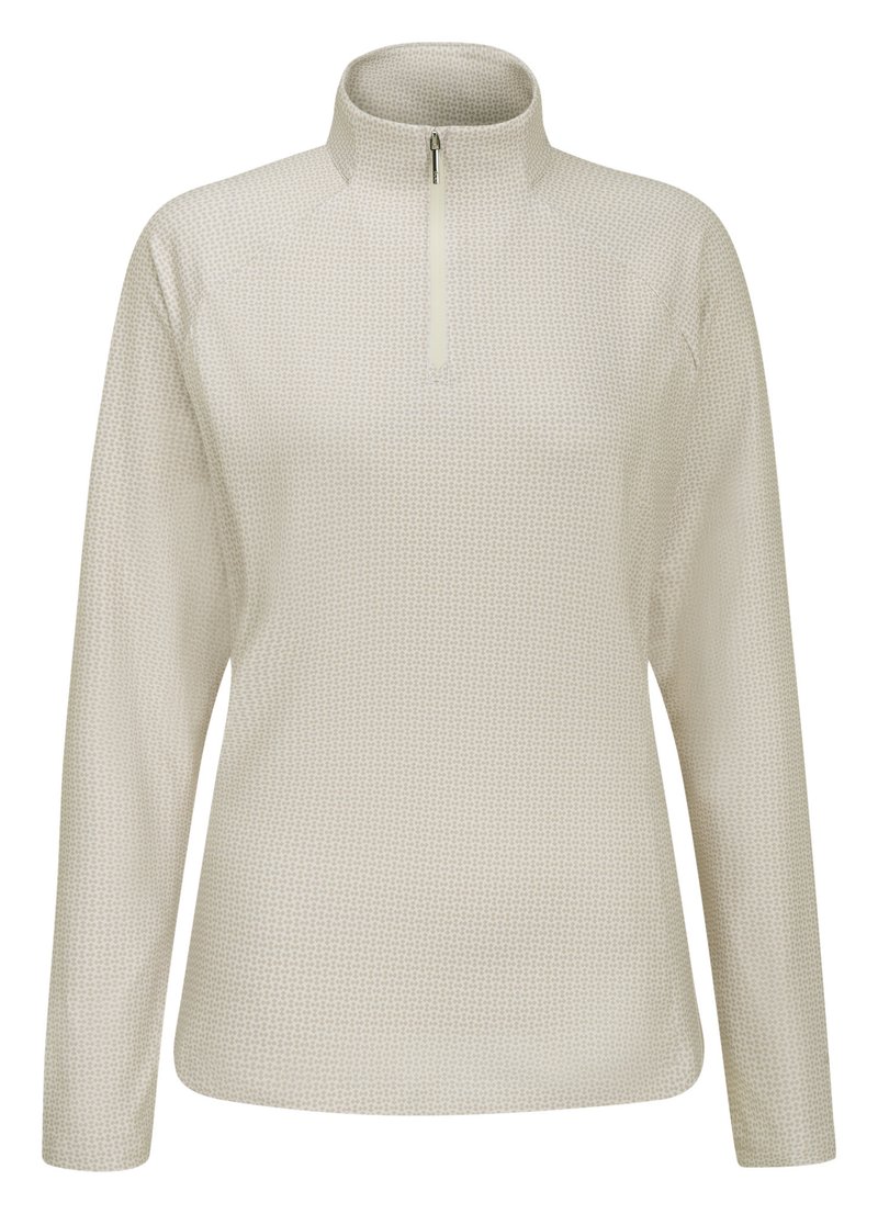 PING Jasmine Printed Long Sleeve women's top, egret/tawny