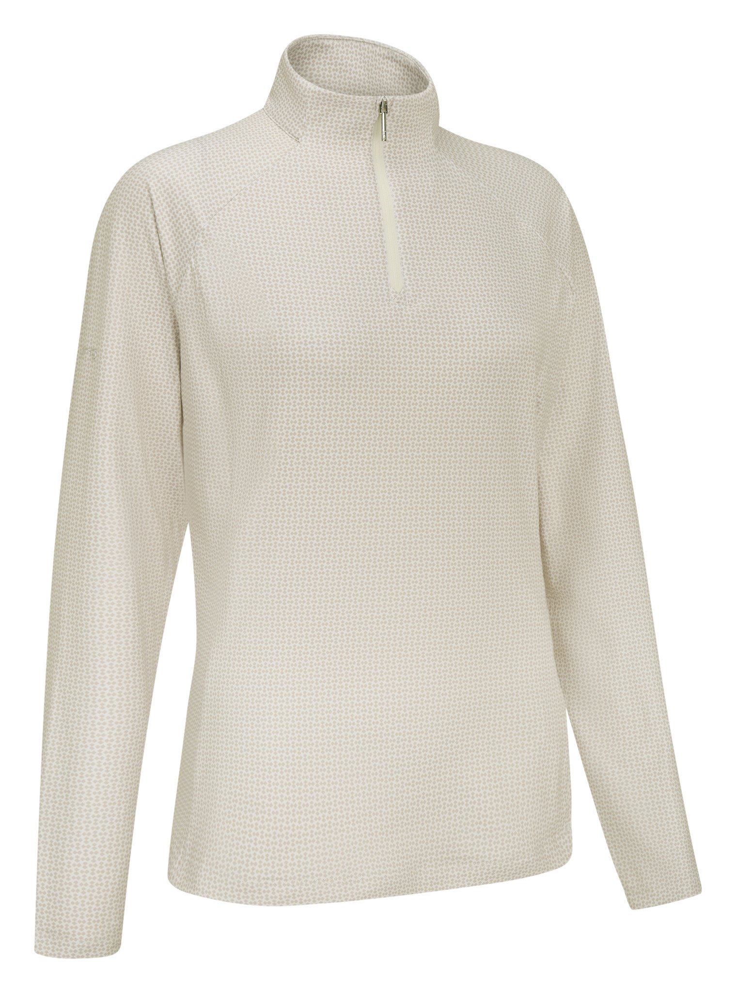 PING Jasmine Printed Long Sleeve women's top, egret/tawny