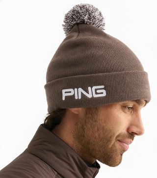 PING Cresting Knit mens winter hat, coffee