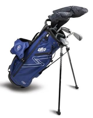 U.S. Kids Golf UL7-54 (137cm) W15 5-Club junior golf set + stand bag, navy