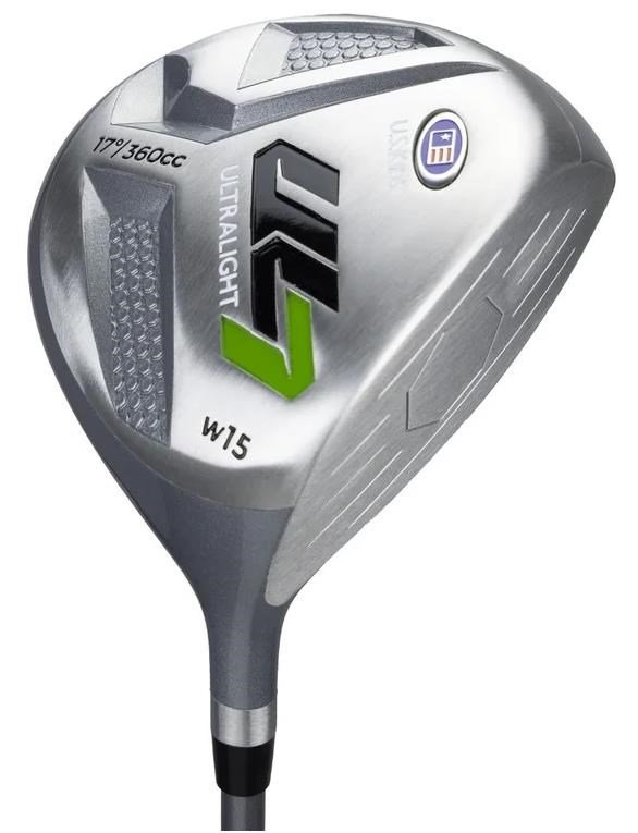 U.S. Kids Golf UL7-57 (145cm) W15 5-Club junior golf set + stand bag, navy/red/white
