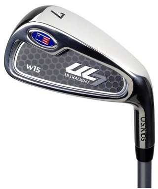 U.S. Kids Golf UL7-57 (145cm) W15 5-Club junior golf set + stand bag, navy/red/white