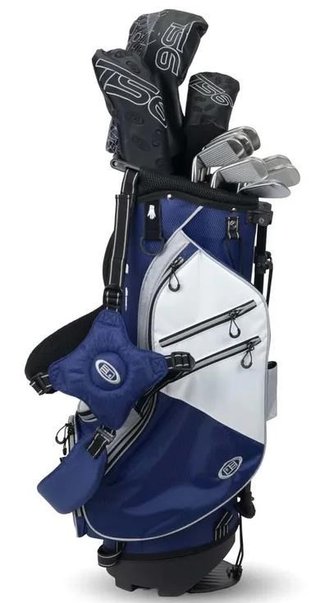 U.S. Kids Golf TS6-48 (122cm) 10-Club junior golf set, graphite, + stand bag, navy/white/grey