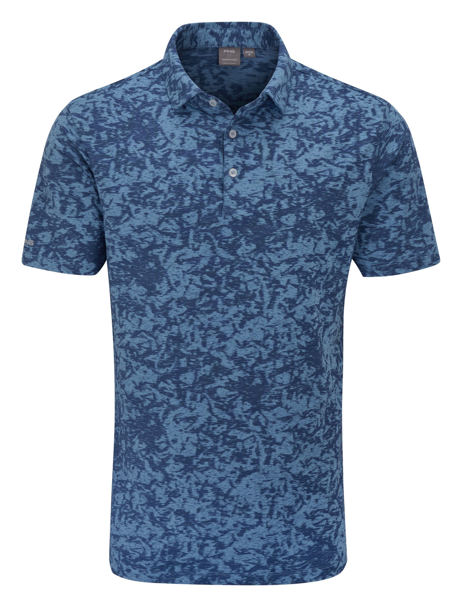 PING Marek Camo Jacquard men's polo, infinity blue multi