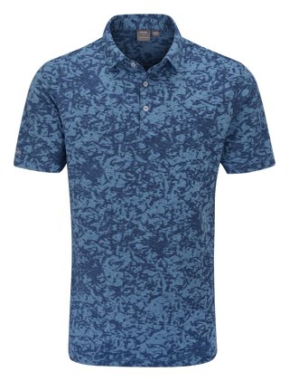 PING Marek Camo Jacquard men's polo, infinity blue multi