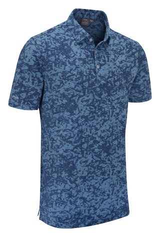 PING Marek Camo Jacquard men's polo, infinity blue multi