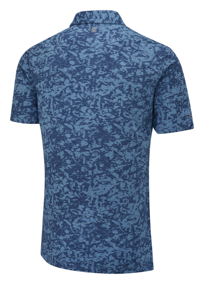 PING Marek Camo Jacquard men's polo, infinity blue multi