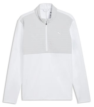 Puma Cloudspun Tech Hybrid 1/2 Zip men's jacket, white glow/platino grey