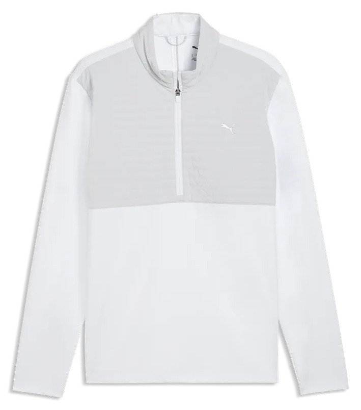 Puma Cloudspun Tech Hybrid 1/2 Zip men's jacket, white glow/platino grey