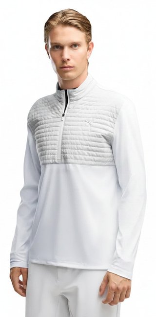 Puma Cloudspun Tech Hybrid 1/2 Zip men's jacket, white glow/platino grey
