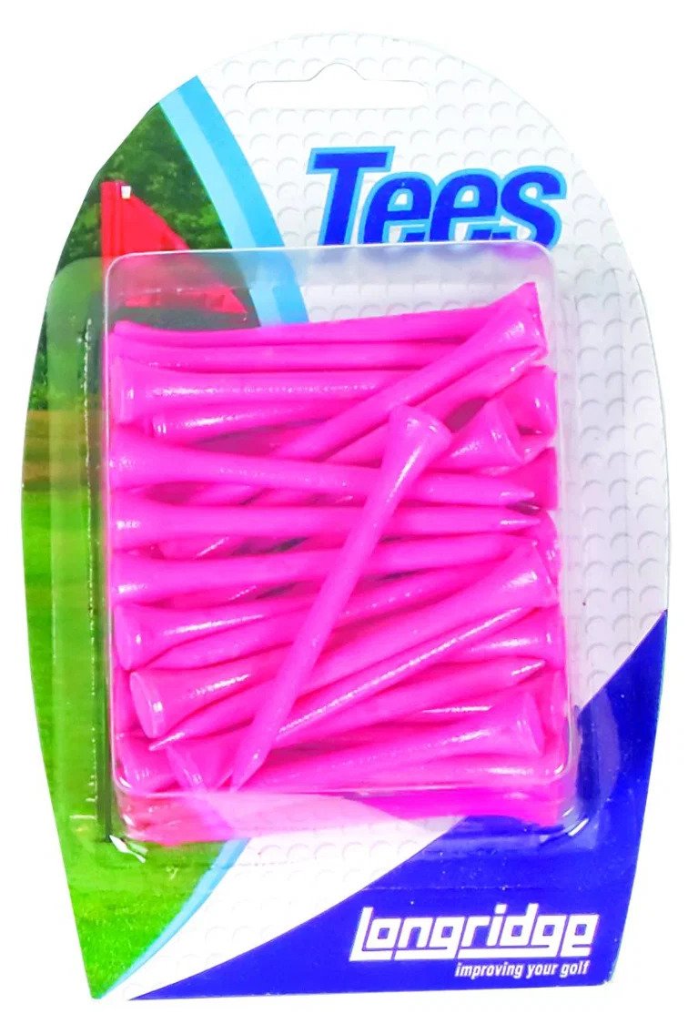 Longridge Neon Wooden Tees 69mm (40 pcs), pink