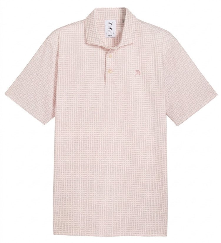Puma X Arnold Palmer MATTR Geo men's polo, alpine snow/rose glow