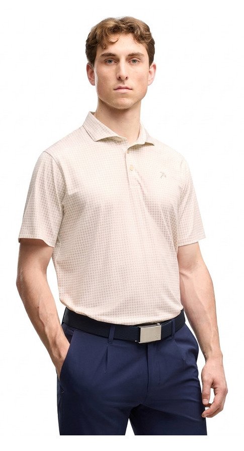 Puma X Arnold Palmer MATTR Geo men's polo, alpine snow/rose glow