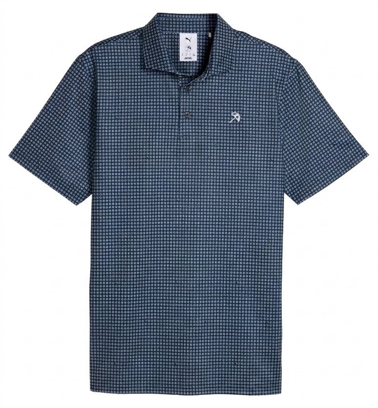 Puma X Arnold Palmer MATTR Geo men's polo, deep navy/lemon butter