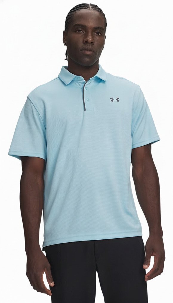 Under Armour Tech men's polo, opal blue/pitch gray