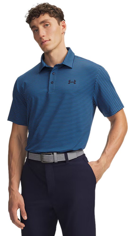 Under Armour Playoff 3.0 men's polo, midnight navy/aegean blue/white