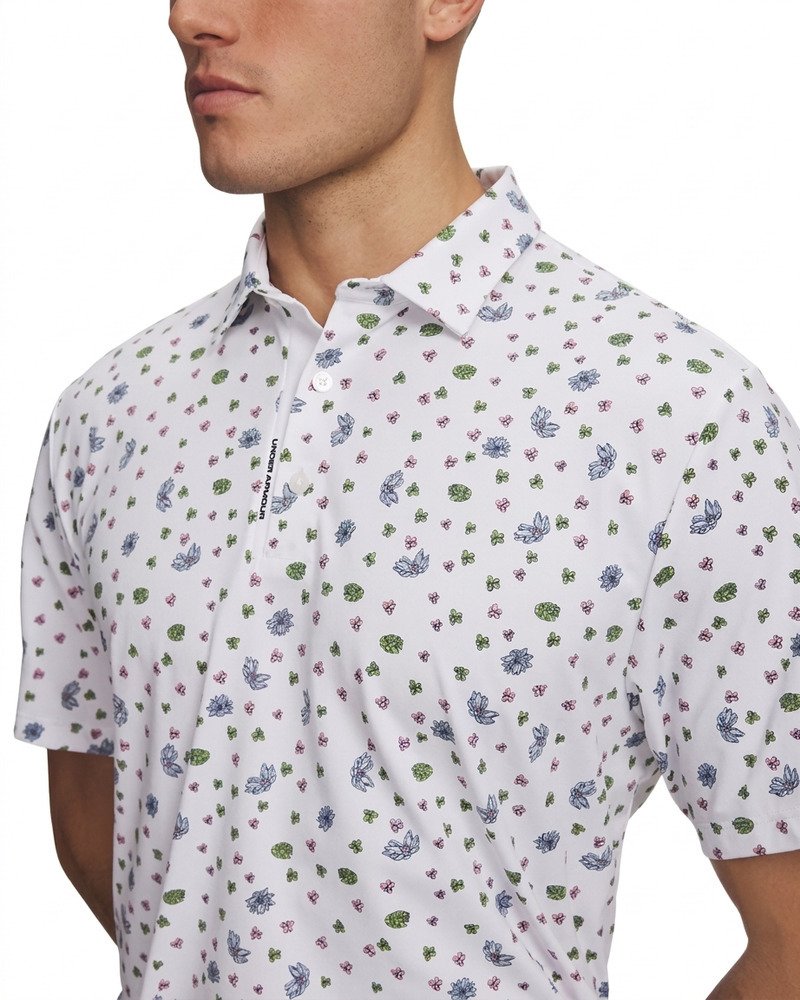 Under Armour ArmourDry Printed men's polo, white/blue wind/midnight navy