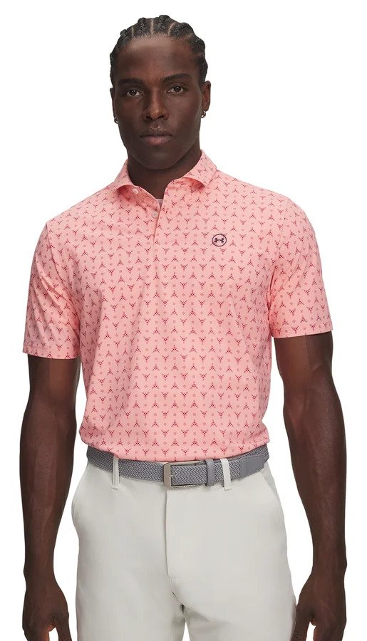Under Armour Drive Chill Printed men's polo, posh pink/claret