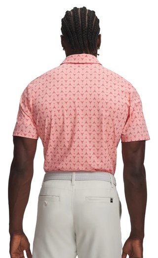 Under Armour Drive Chill Printed men's polo, posh pink/claret
