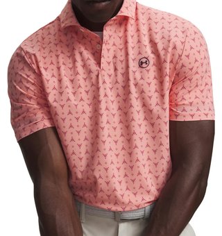 Under Armour Drive Chill Printed men's polo, posh pink/claret