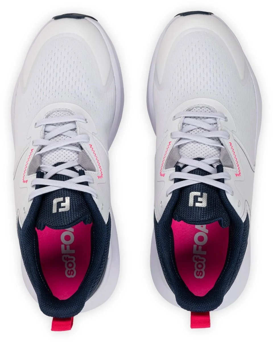 FootJoy Qmotion women's golf shoes, white/blue/pink