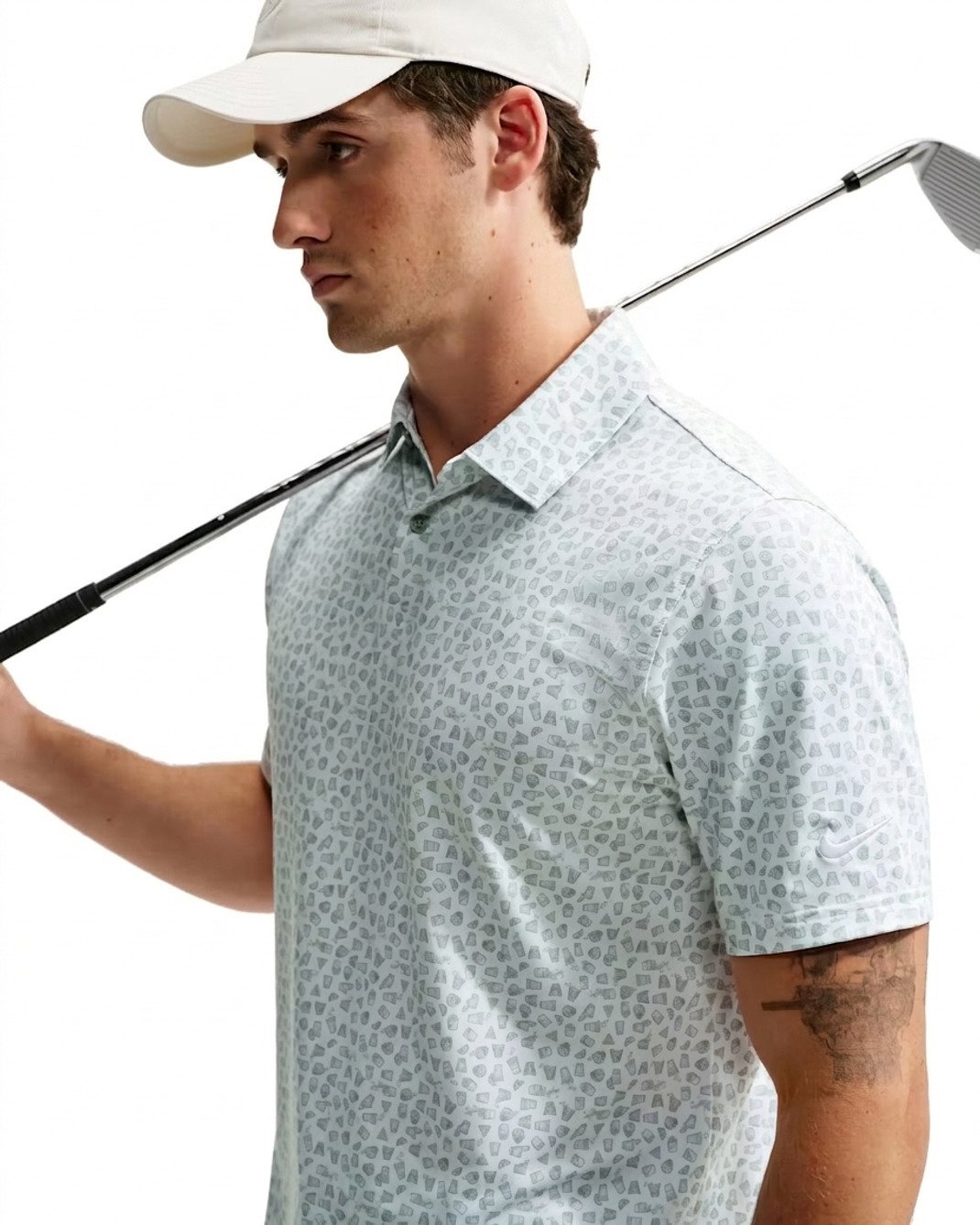 Nike Velocity Micro Print men's polo, jade horizon/white
