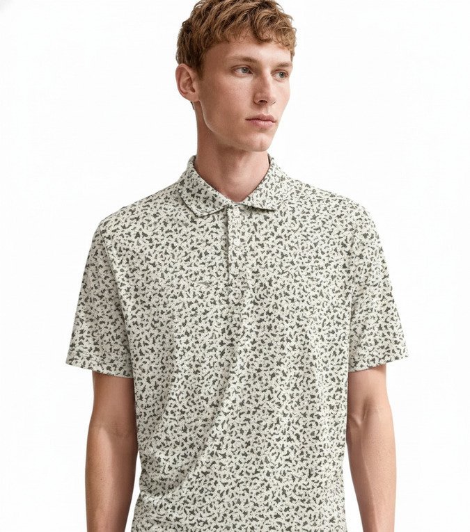 Nike Par Microprint Birds men's polo, light orewood brown