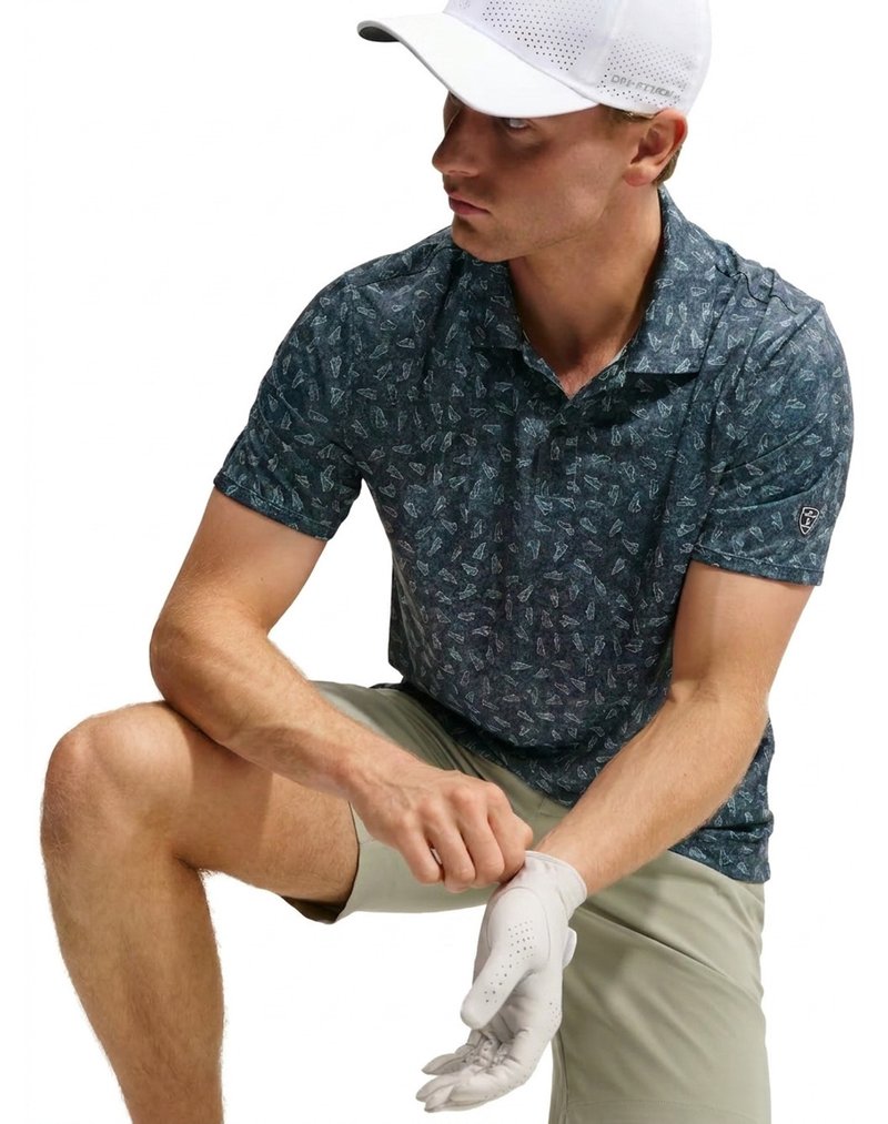 Nike Par Dri-FIT Grass Print men's polo, black