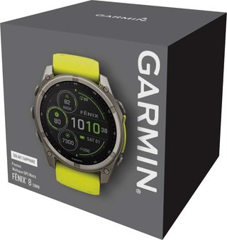 Garmin fenix® 8 – 51 mm, Solar, Sapphire, Titanium with Yellow/Graphite silicone band GPS hodinky