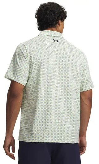 Under Armour Matchplay Printed mens polo, white/green