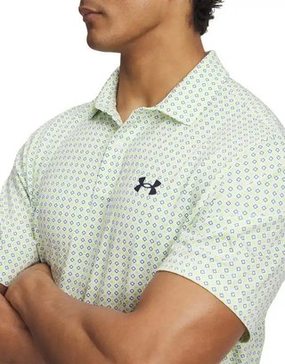 Under Armour Matchplay Printed mens polo, white/green
