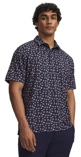 Under Armour Payoff 3.0 men's polo, midnight navy/polish pink/castlerock