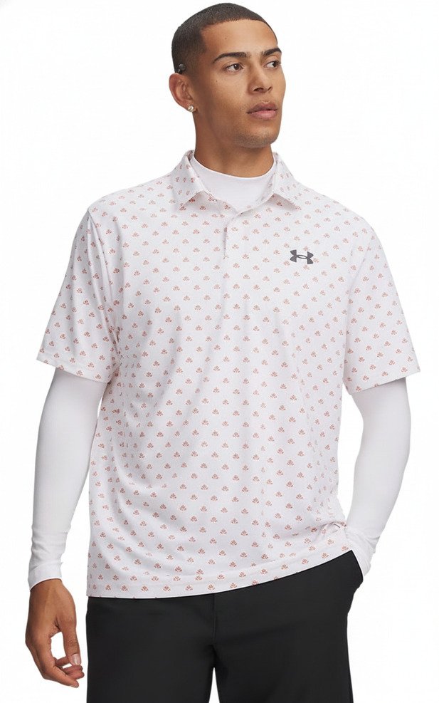 Under Armour Matchplay Printed men's polo, white/vintage maroon/academy