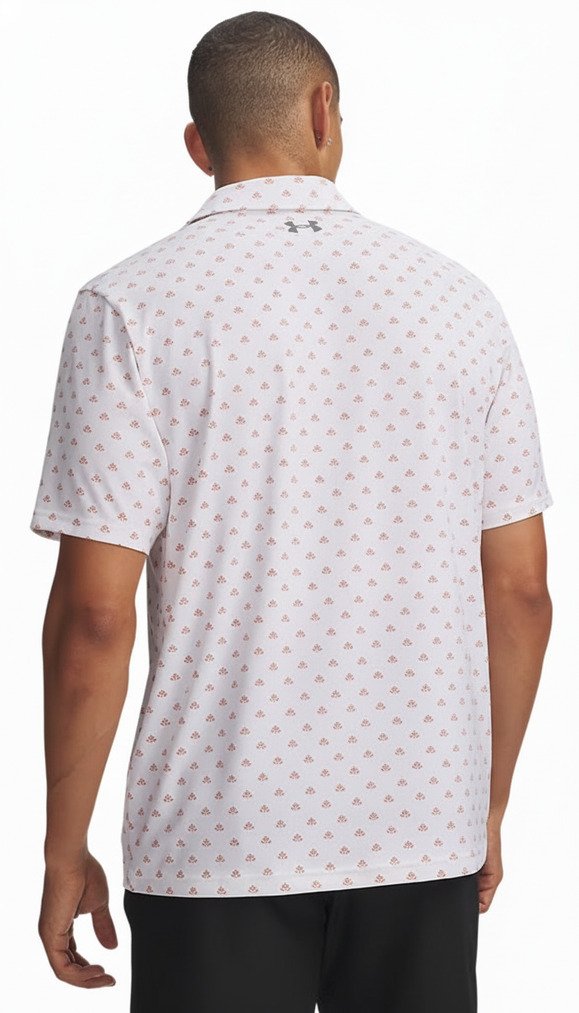 Under Armour Matchplay Printed men's polo, white/vintage maroon/academy