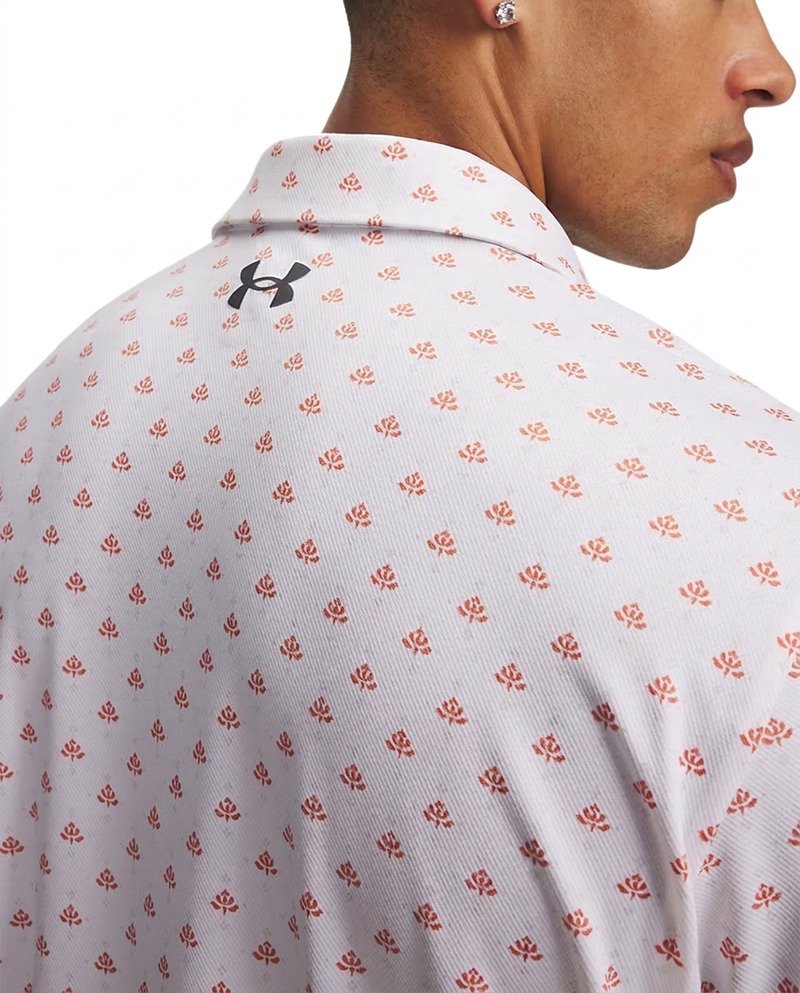 Under Armour Matchplay Printed men's polo, white/vintage maroon/academy