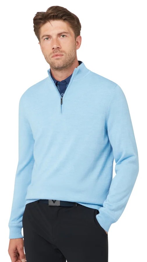 Callaway Windstopper 1/4-Zip mens sweater, dark cerulean heather