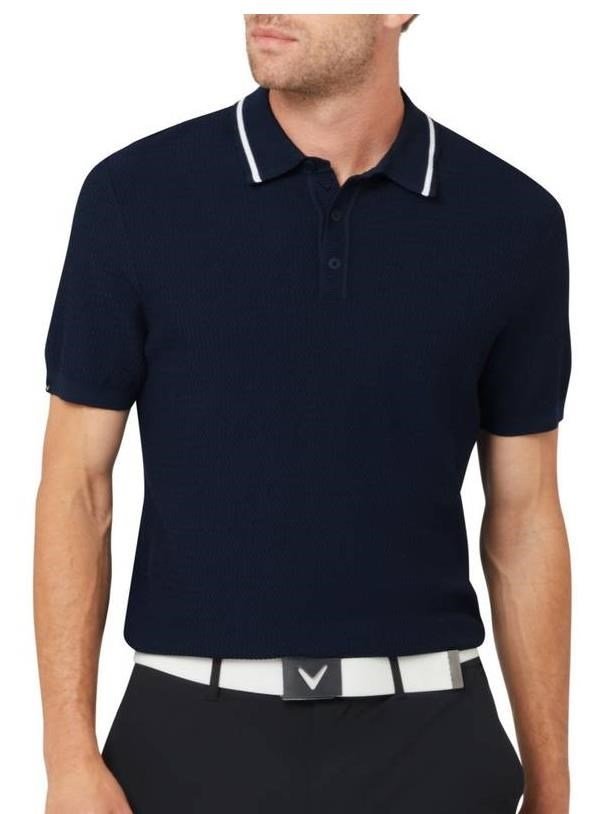 Callaway Textured sweater men's polo, peacoat