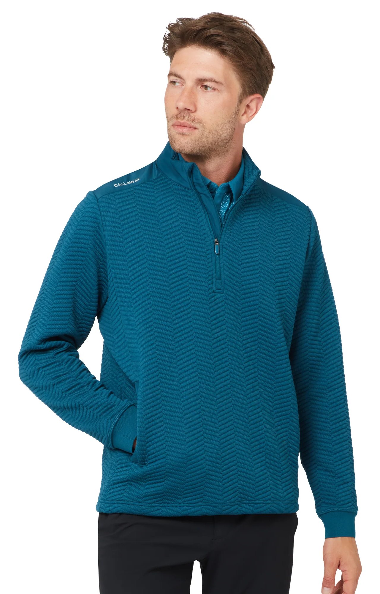 Callaway Chev Jacquard men's pullover, blue coral
