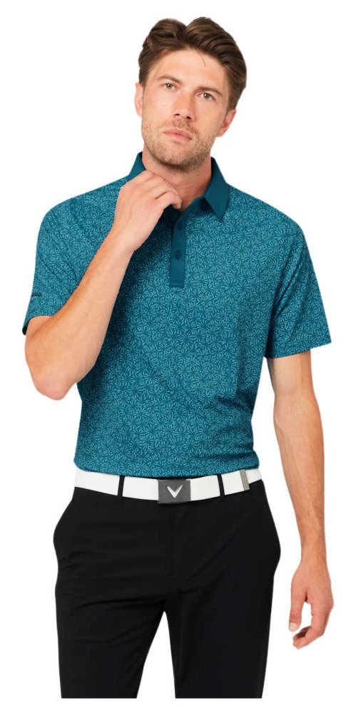 Callaway Confetti Tee Print mens polo, blue coral