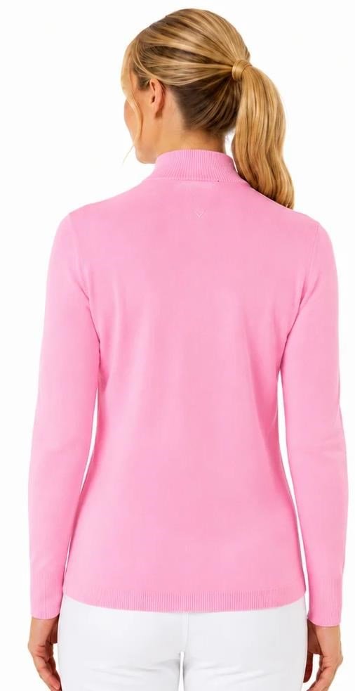 Callaway Soft Stretch Zip-Neck ladies sweater, cherry blossom