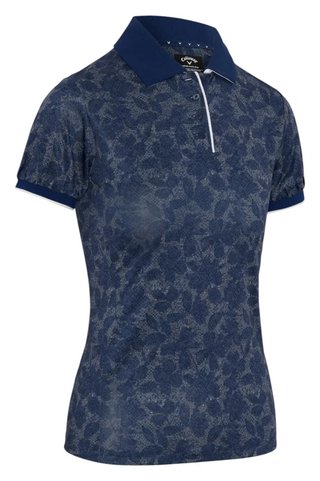 Callaway Rib Tim Printed ladies polo, blue depths
