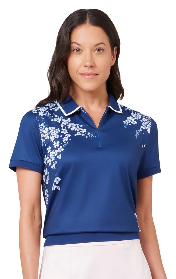Callaway Floral Blossom ladies polo, blue depths