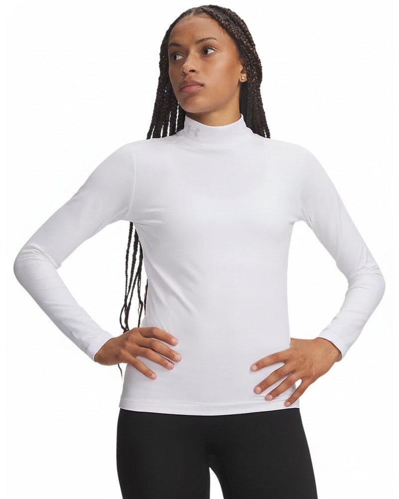 Under Armour ColdGear Mock Long Sleeve ladies t-shirt, white