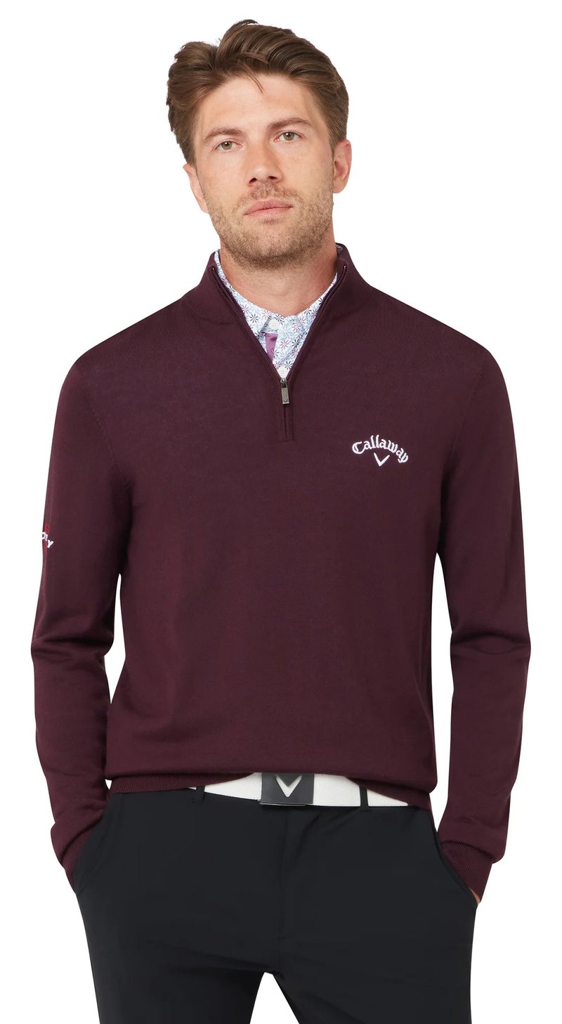Callaway 1/4 Blended Merino men's sweater, italian plum